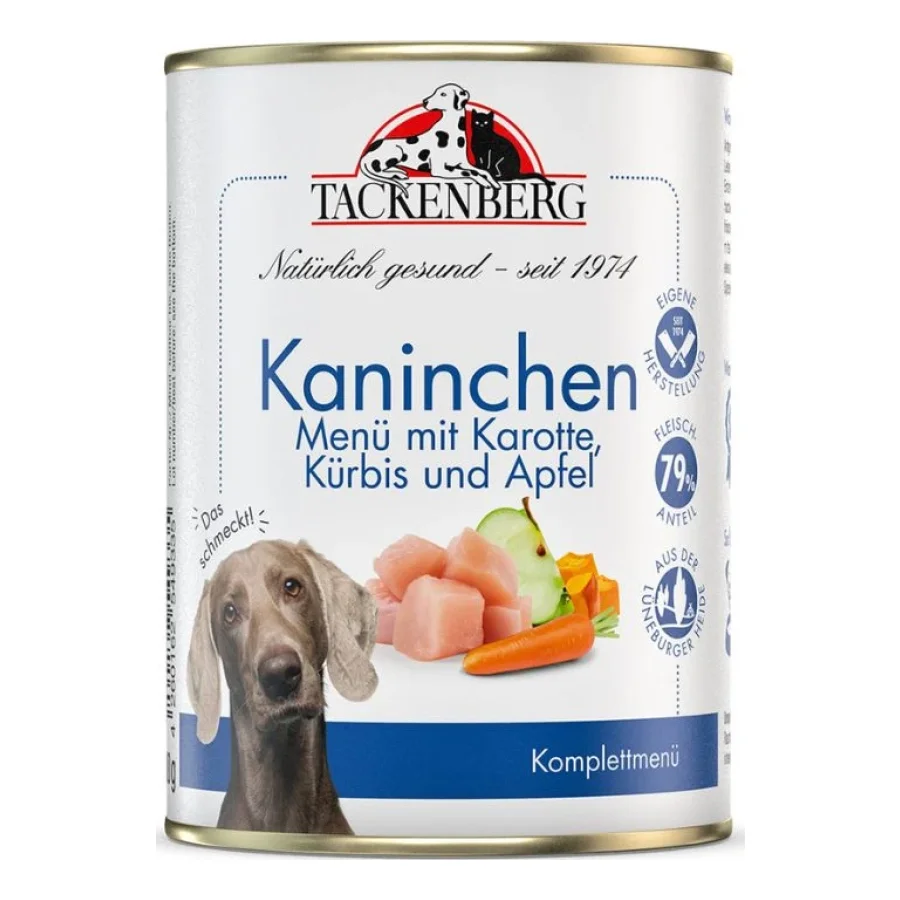 Tackenberg nourriture humide pour chien, adulte. Kaninchen mit Karotte 6x400 g