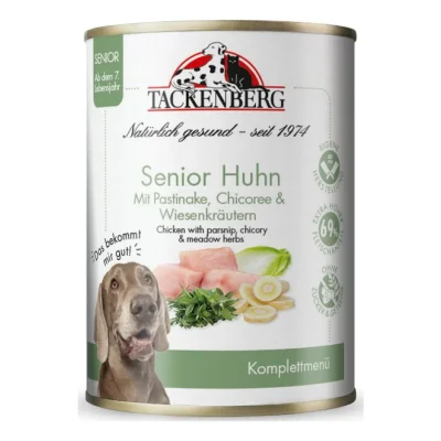 Tackenberg nourriture humide pour chien, menu senior / sensible. Poulet & panais 6x400 g