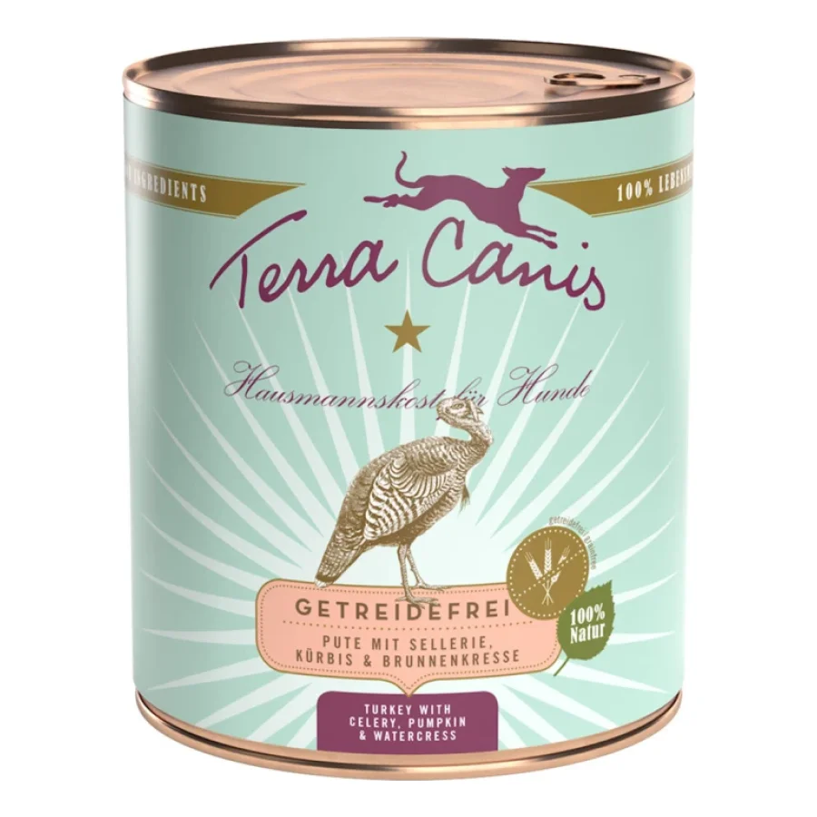 Terra Canis sans céréales Adult 6x800g Dinde avec céleri, courge et cresson de fontaine