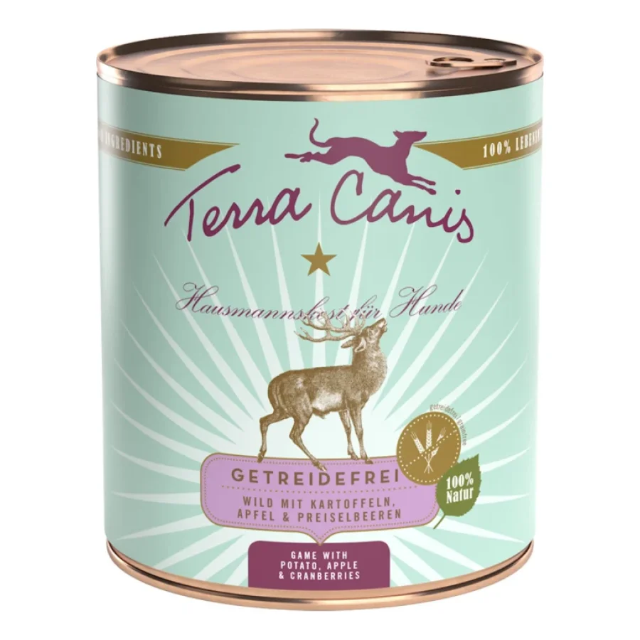 Terra Canis sans céréales Adult 6x800g Gibier avec pommes de terre, pommes et airelles rouges