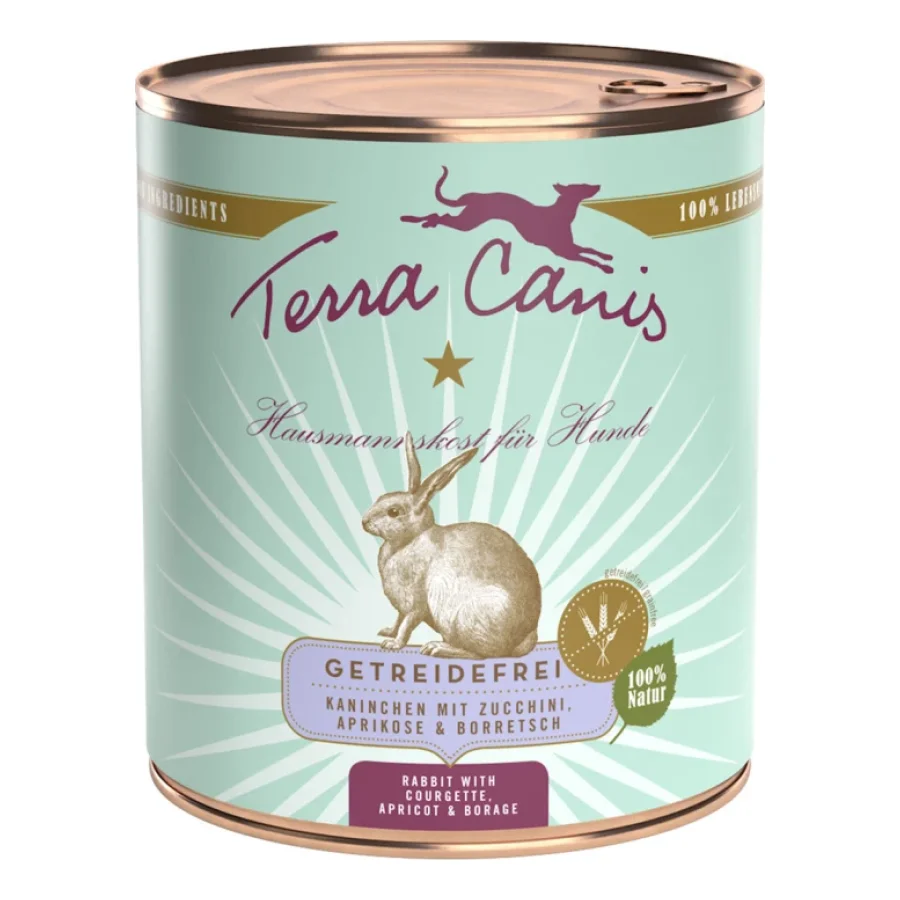 Terra Canis sans céréales Adult 6x800g lapin aux courgettes, abricot et bourrache