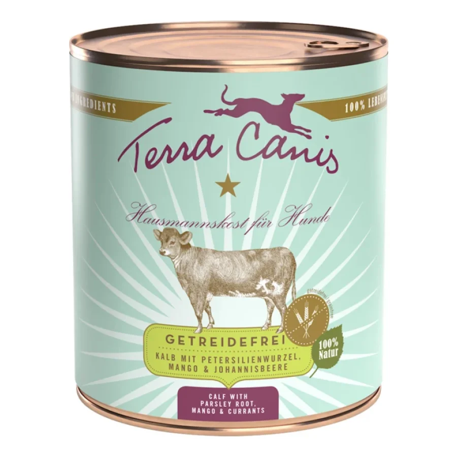 Terra Canis sans céréales Adult 6x800g Veau aux racines de persil, mangue et cassis
