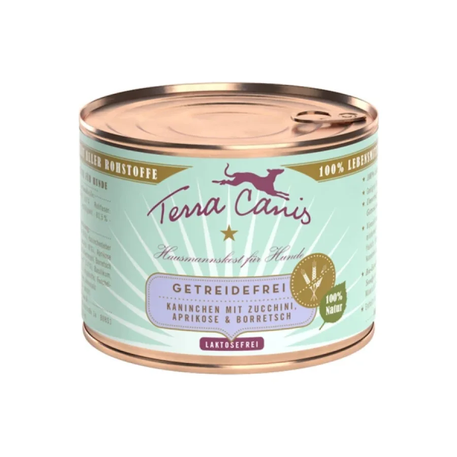 Terra Canis sans céréales Adulte 12 x 200 g lapin aux courgettes, abricot et bourrache 12x200 g