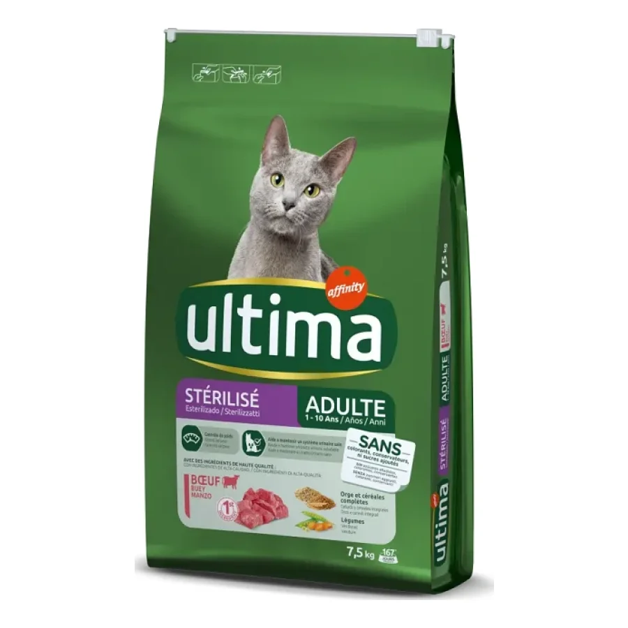Ultima Stérilisé Adulte avec du Bœuf 7,5 kg