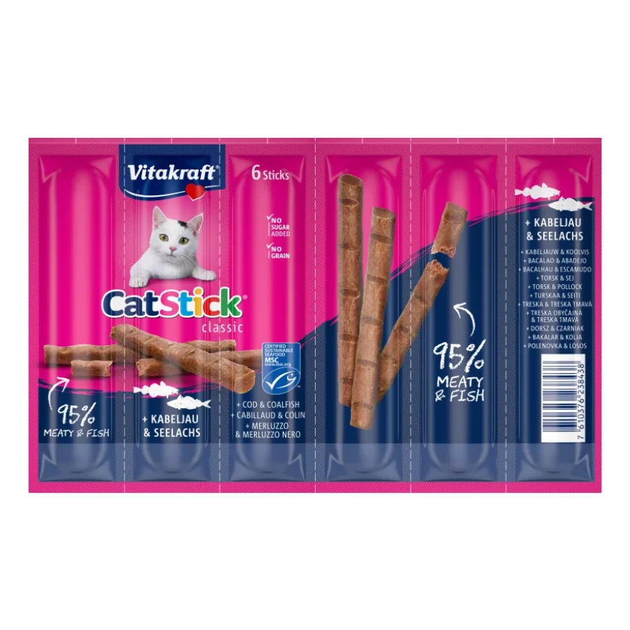 Vitakraft Cat-Stick mini 10 x 6 pièces Cabillaud & lieu noir