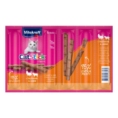 Vitakraft Cat-Stick mini 10 x 6 pièces Dinde et agneau