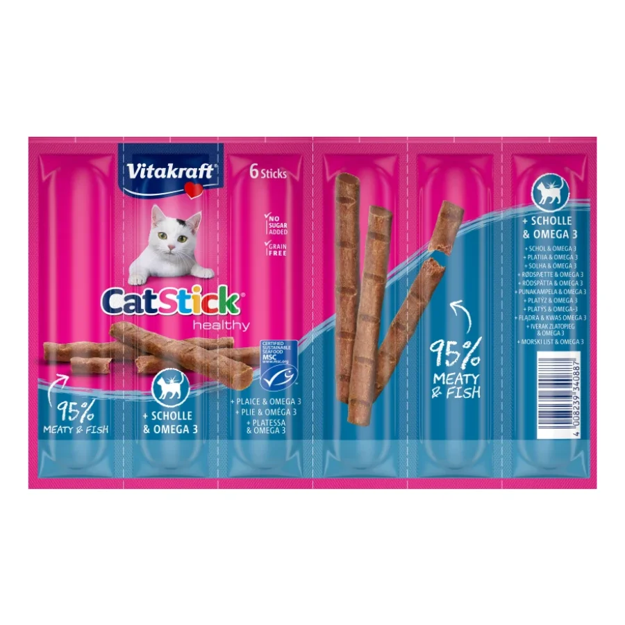 Vitakraft Cat-Stick mini 10 x 6 pièces Plie & Oméga 3
