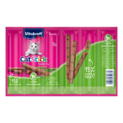 Vitakraft Cat-Stick mini 10 x 6 pièces Poulet et herbe aux chats