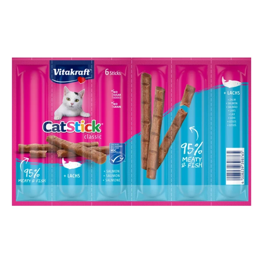 Vitakraft Cat-Stick mini 10 x 6 pièces Saumon MSC