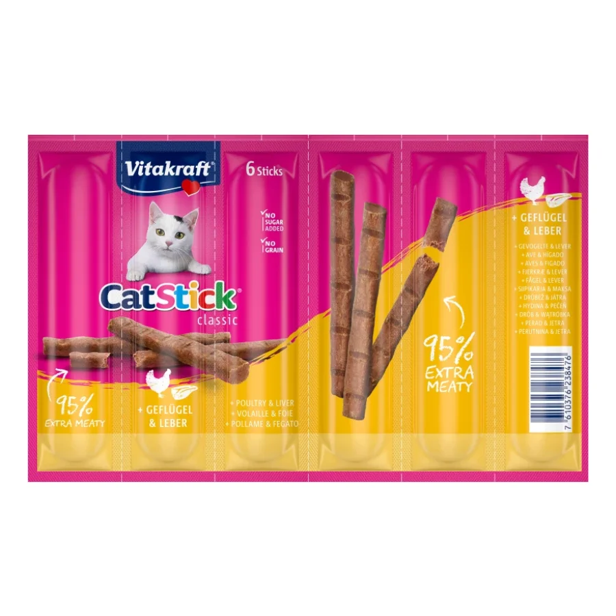 Vitakraft Cat-Stick mini 10 x 6 pièces Volaille et foie