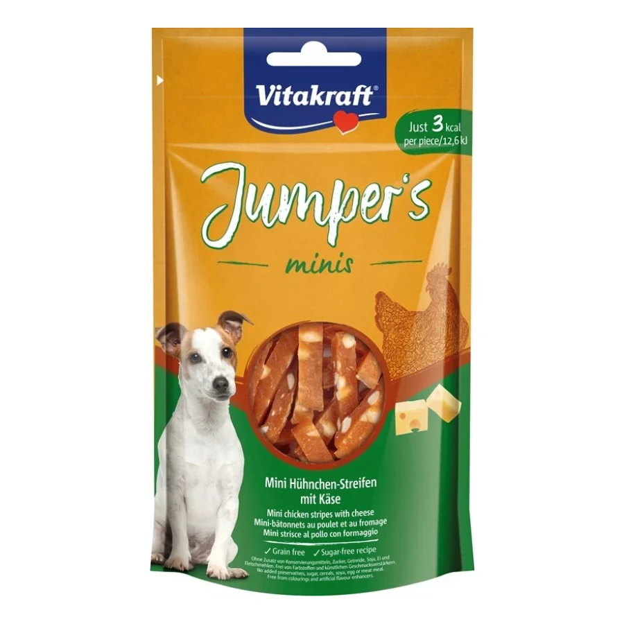 Vitakraft Jumpers minis ChickenCheesetripes, 6 x 80 g
