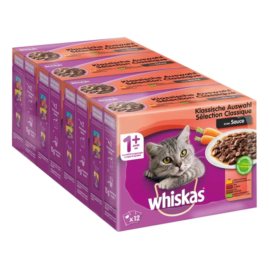 Whiskas 1+ Multipack Sélection classique en sauce 4 x 12 x 100 g