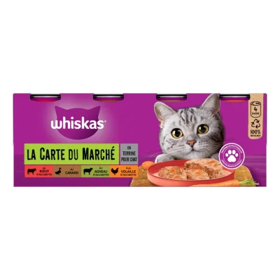 Whiskas Boites La Carte du Marché en Terrine 4 variétés pour chat 4x400g