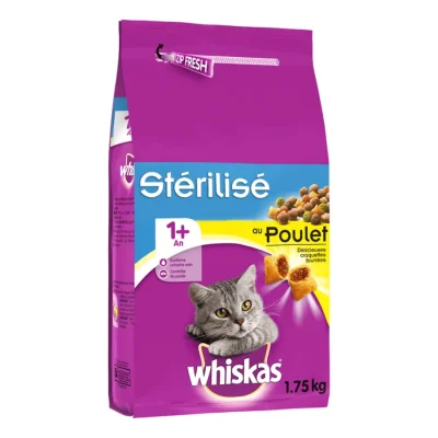 Whiskas Croquettes au poulet pour chat adulte stérilisé 1,75kg