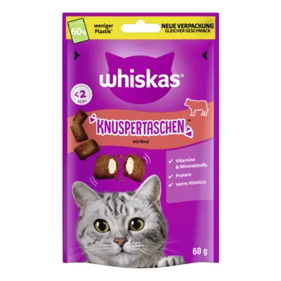 Whiskas Friandises , Pockets Croquantes Bœuf 6x60 g