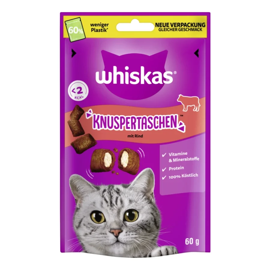 Whiskas Friandises , Pockets Croquantes Bœuf 6x60 g