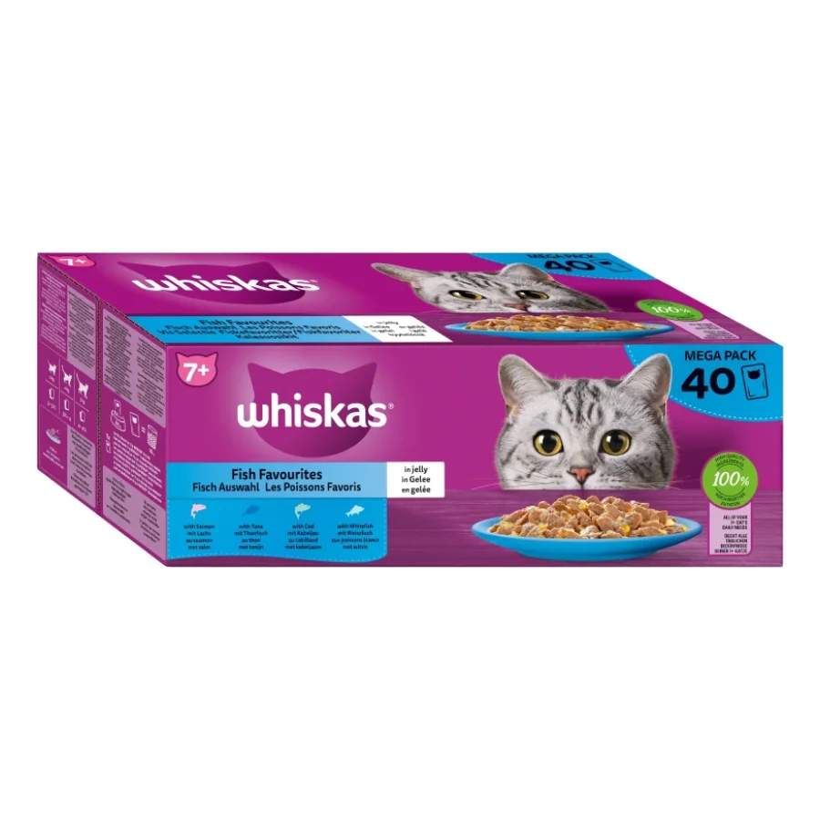 Whiskas Méga Pack 7+ Sélection de Poisson en Gelée 40 x 85g