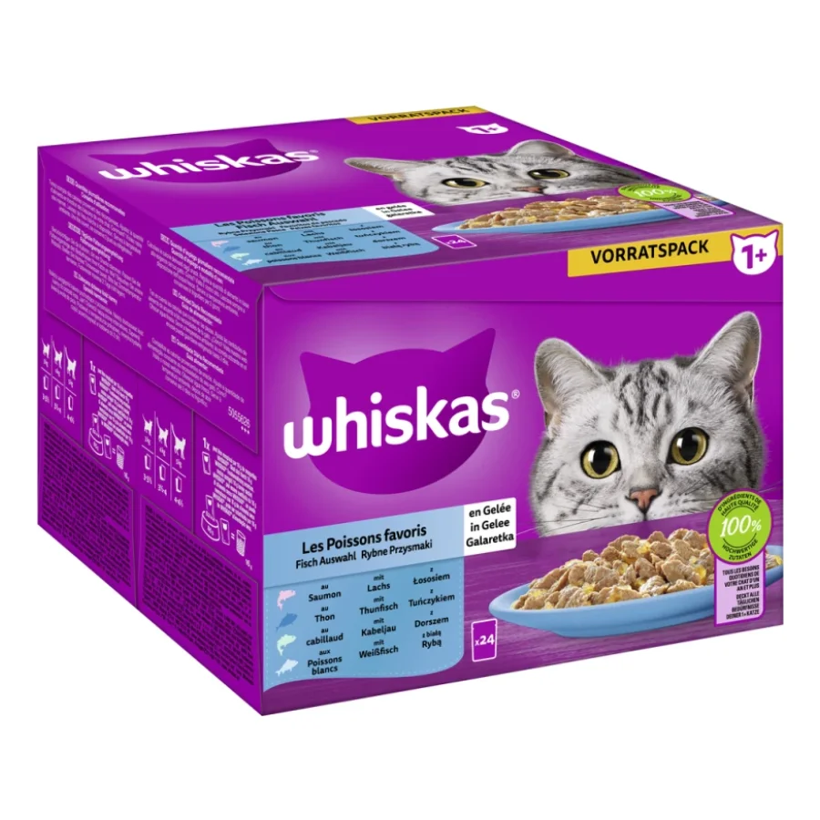 Whiskas Multipack 1+ Sélection de poisson en gelée 24x85 g