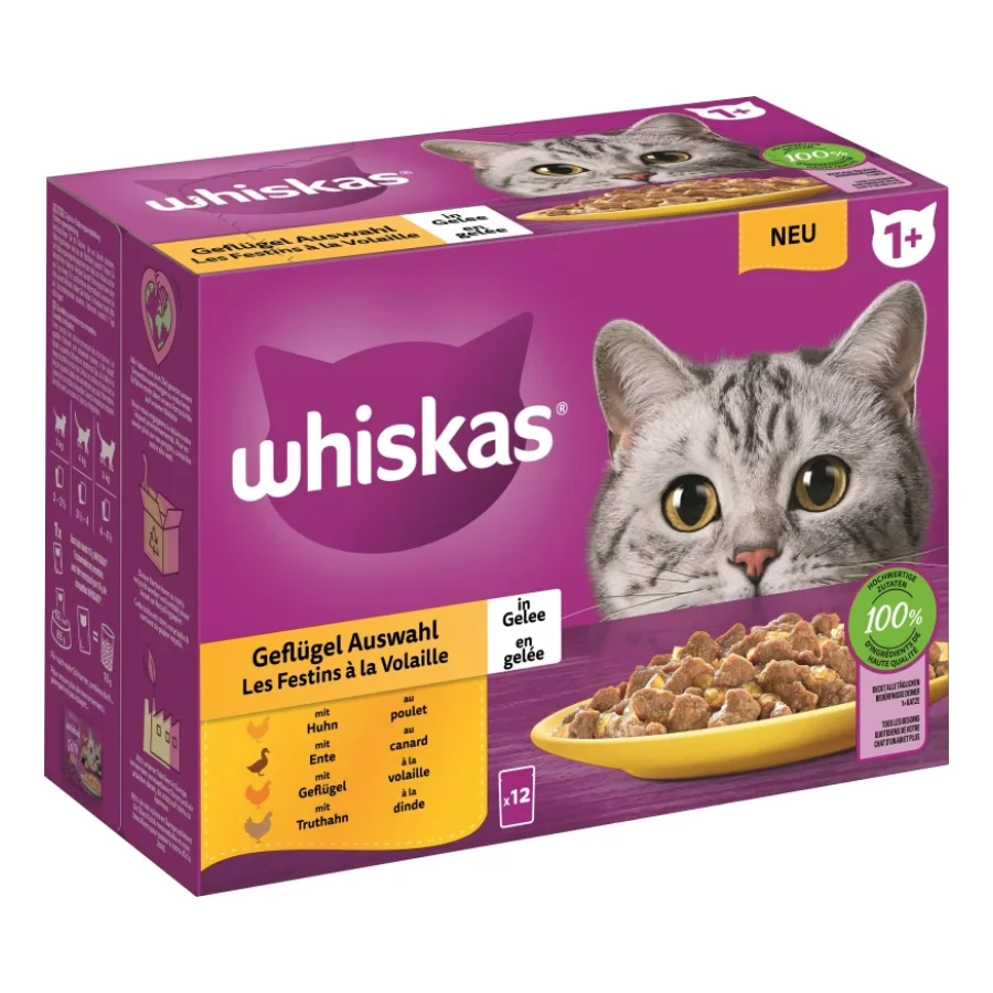 Whiskas Multipack 1+ sélection de volaille en gelée 12 x 85 g