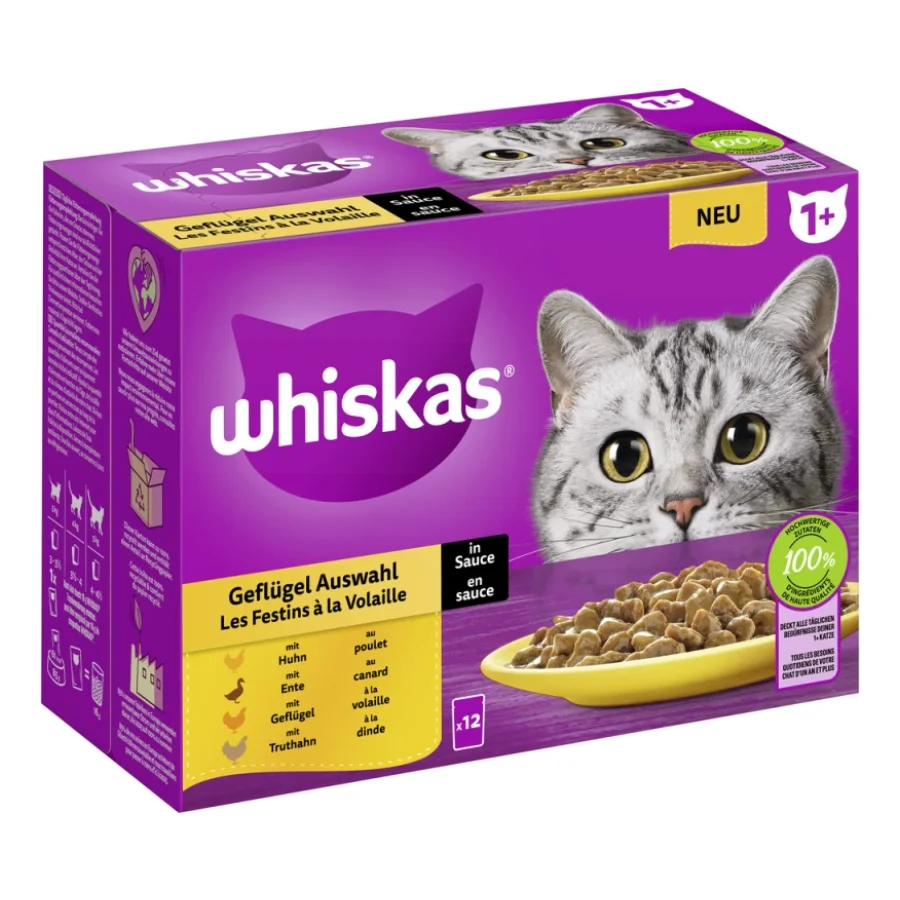 Whiskas Multipack 1+ sélection de volailles en sauce 12x85 g