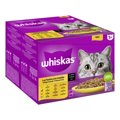 Whiskas pack de réserve 1+ sélection de volailles en sauce 24x85 g