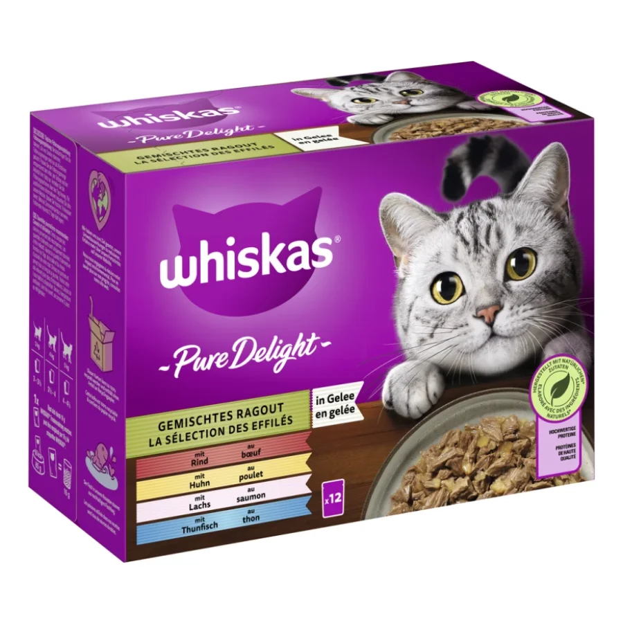 Whiskas Pure Delight Ragoût Mixte en Gelée Multipack 12x85g