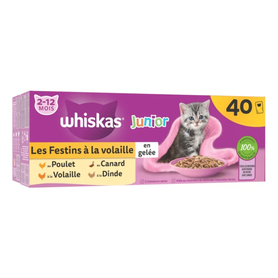 Whiskas Sachets fraîcheur en gelée pour chaton 4 variétés 40x85g