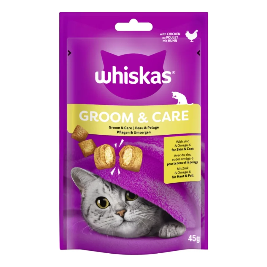 Whiskas Snack Groom & Care au poulet 8x45 g