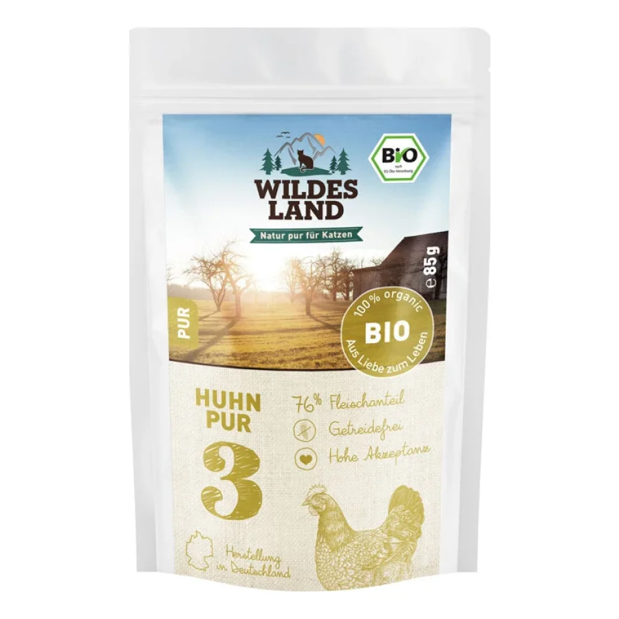 WILDES LAND Bio PUR Adult 12x85g Pur poulet