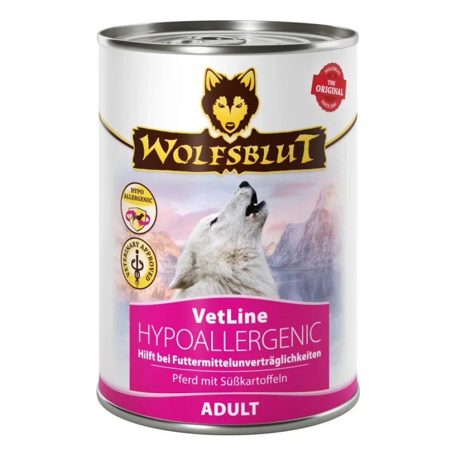 WOLFSBLUT Adult VetLine Hypoallergénique, cheval 6 x 395 g