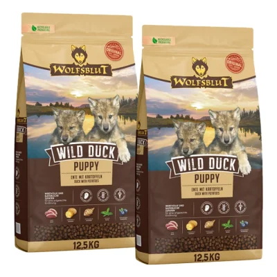 WOLFSBLUT Croquettes Chien Junior Canard Sauvage 2x12,5 kg