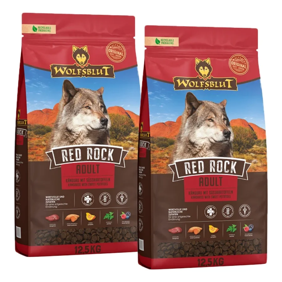 WOLFSBLUT nourriture humide chien adulte Red Rock avec viande de kangourou 2x12,5 kg