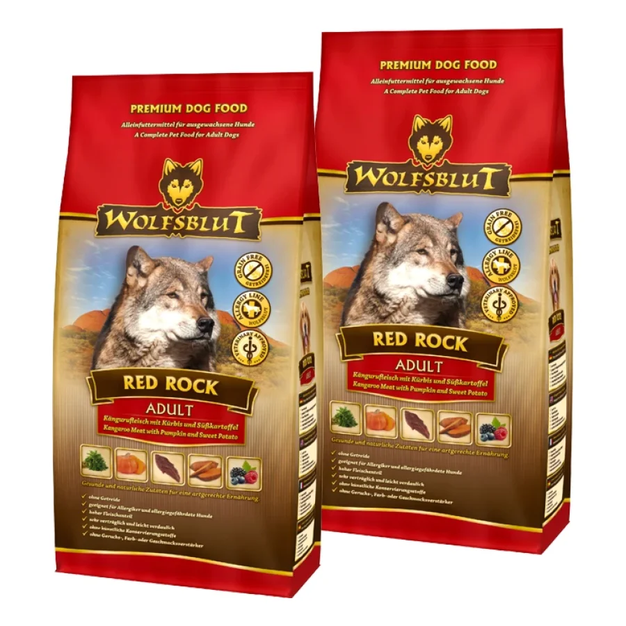 WOLFSBLUT nourriture humide chien adulte Red Rock avec viande de kangourou 2x2 kg
