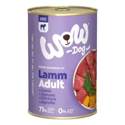 WOW nourriture humide pour chien, adulte 6x400 g Agneau et potiron 6x400 g