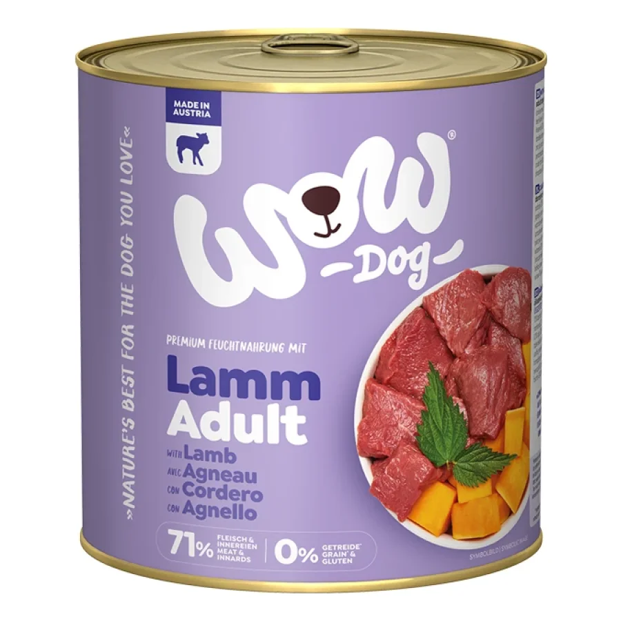 WOW nourriture humide pour chien, adulte 6x800 g Agneau et potiron 6x800 g