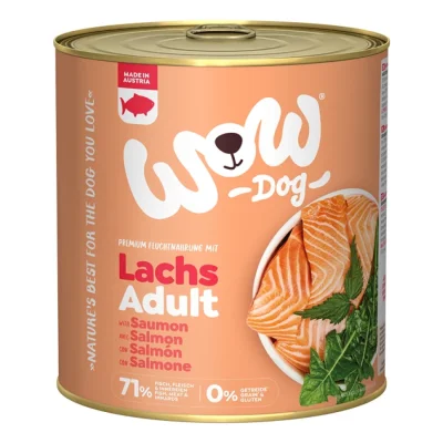 WOW nourriture humide pour chien, adulte 6x800 g Saumon et pissenlit 6x800 g