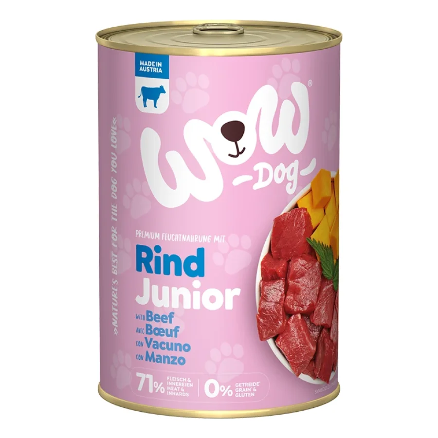WOW nourriture humide pour chien, Junior 6x400 g Bœuf à la courge 6x400 g