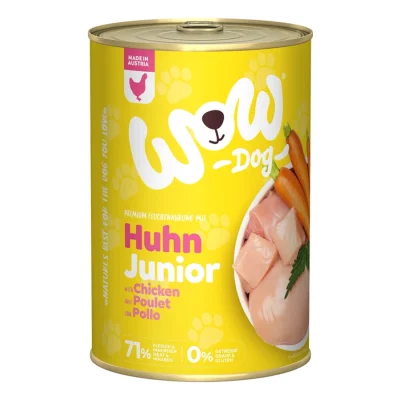 WOW nourriture humide pour chien, Junior 6x400 g Poulet aux carottes 6x400 g