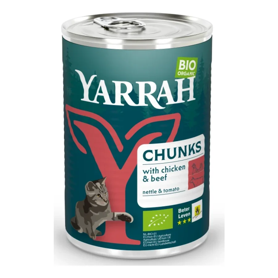 Yarrah Adult Bio Bouchées 12 x 405 g Poulet et bœuf