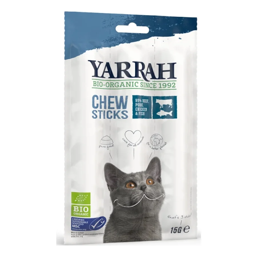 Yarrah Barres à mâcher bio au bœuf et au poisson (MSC) 3x15 g