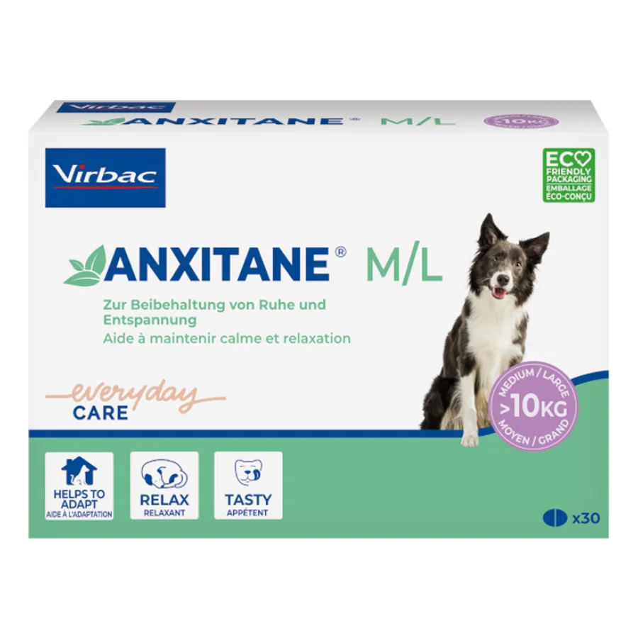 Virbac Anti-stress 2 x 30 comprimés ANXITANE 2 x M/L pour chien