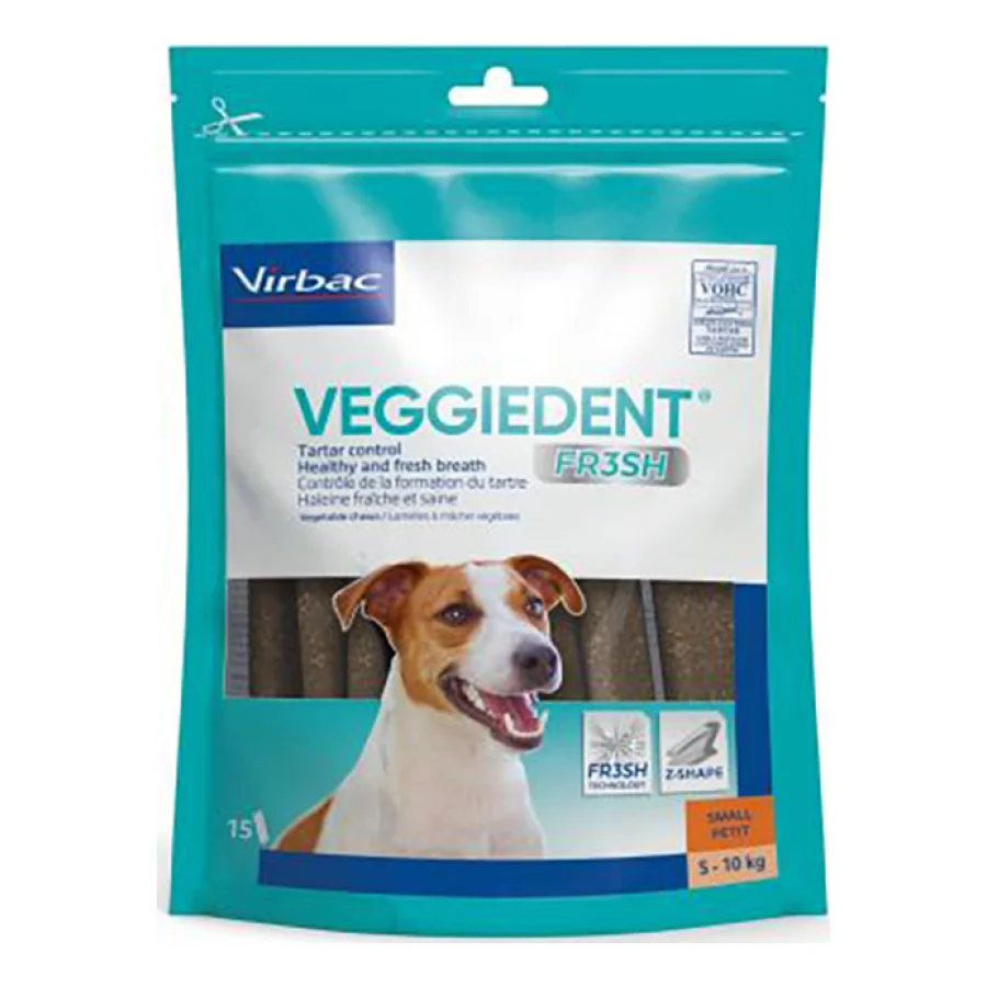 Virbac Bandes à mâcher (taille M) VEGGIEDENT Fresh pour chiens moyens (10-30 kg) 30x26 g