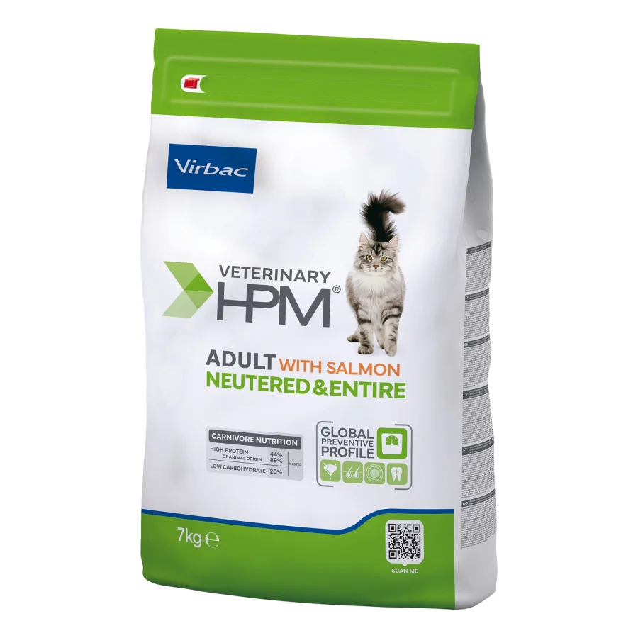 Virbac Veterinary HPM Adult Neutered & Entire Saumon croquettes pour chat 12 kg