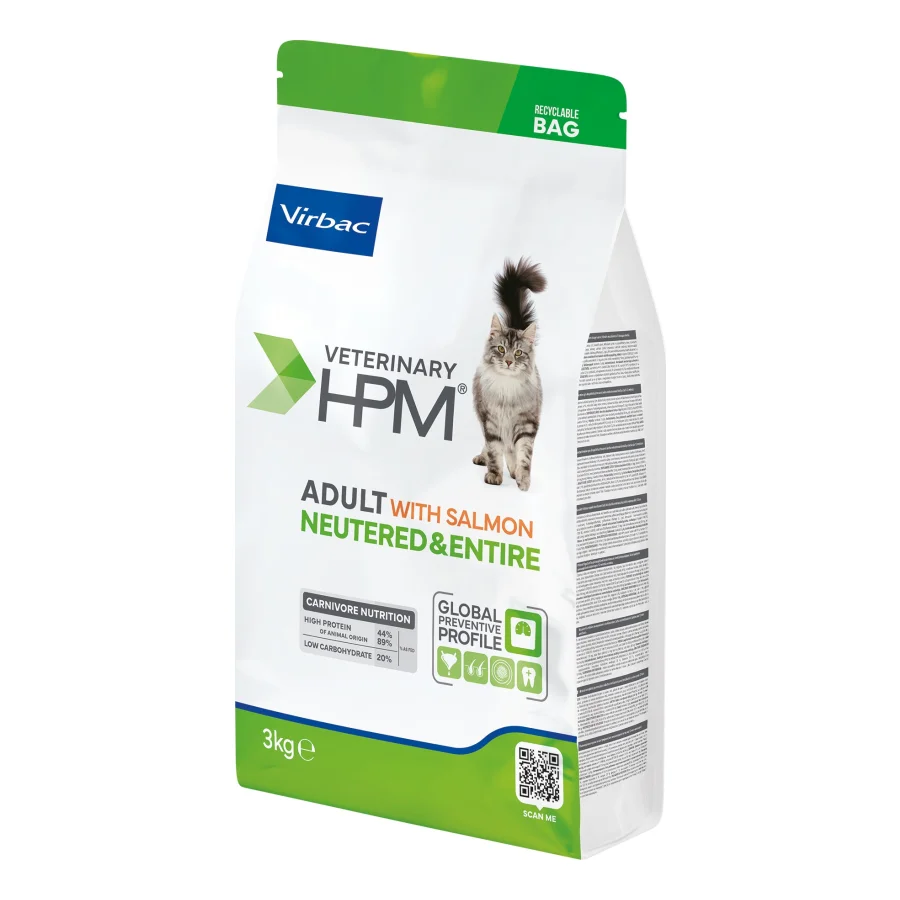 Virbac Veterinary HPM Adult Neutered & Entire Saumon croquettes pour chat 3 kg