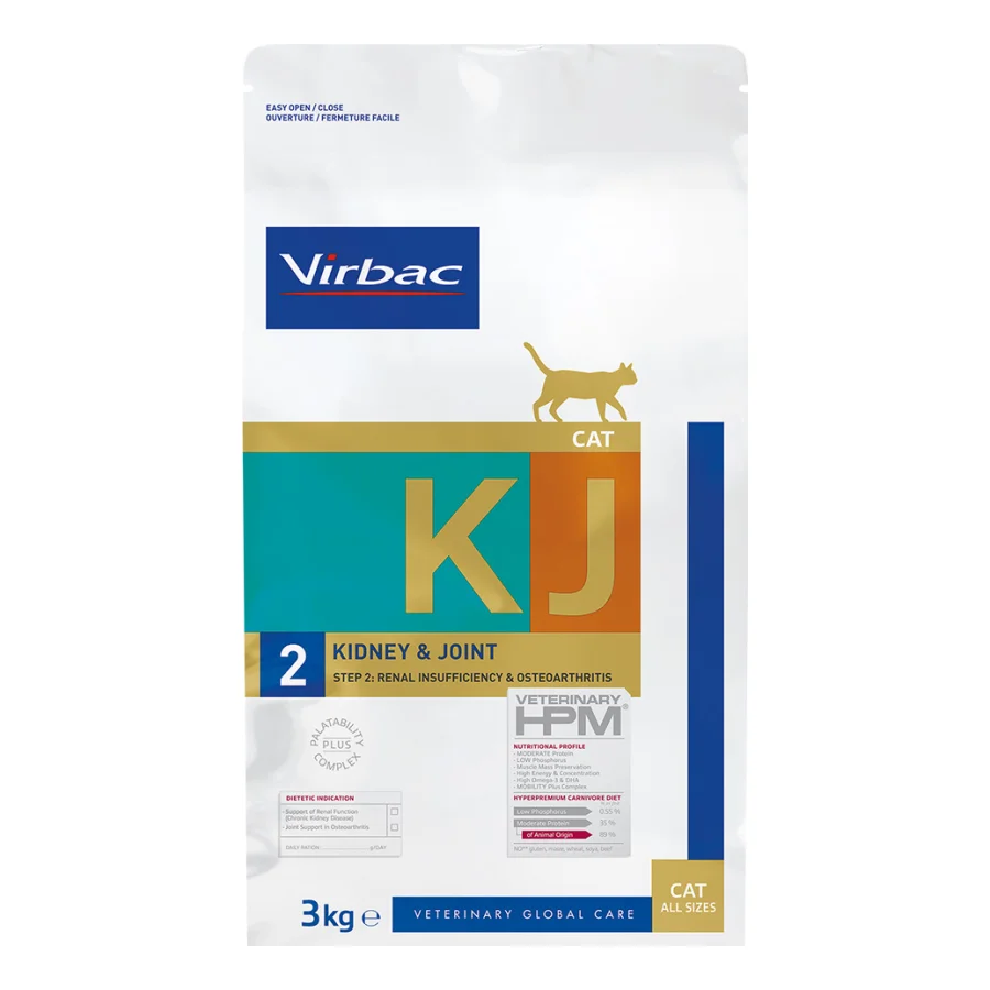 Virbac Veterinary HPM Kidney & Joint Support KJ2 pour chat 2 x 3 kg
